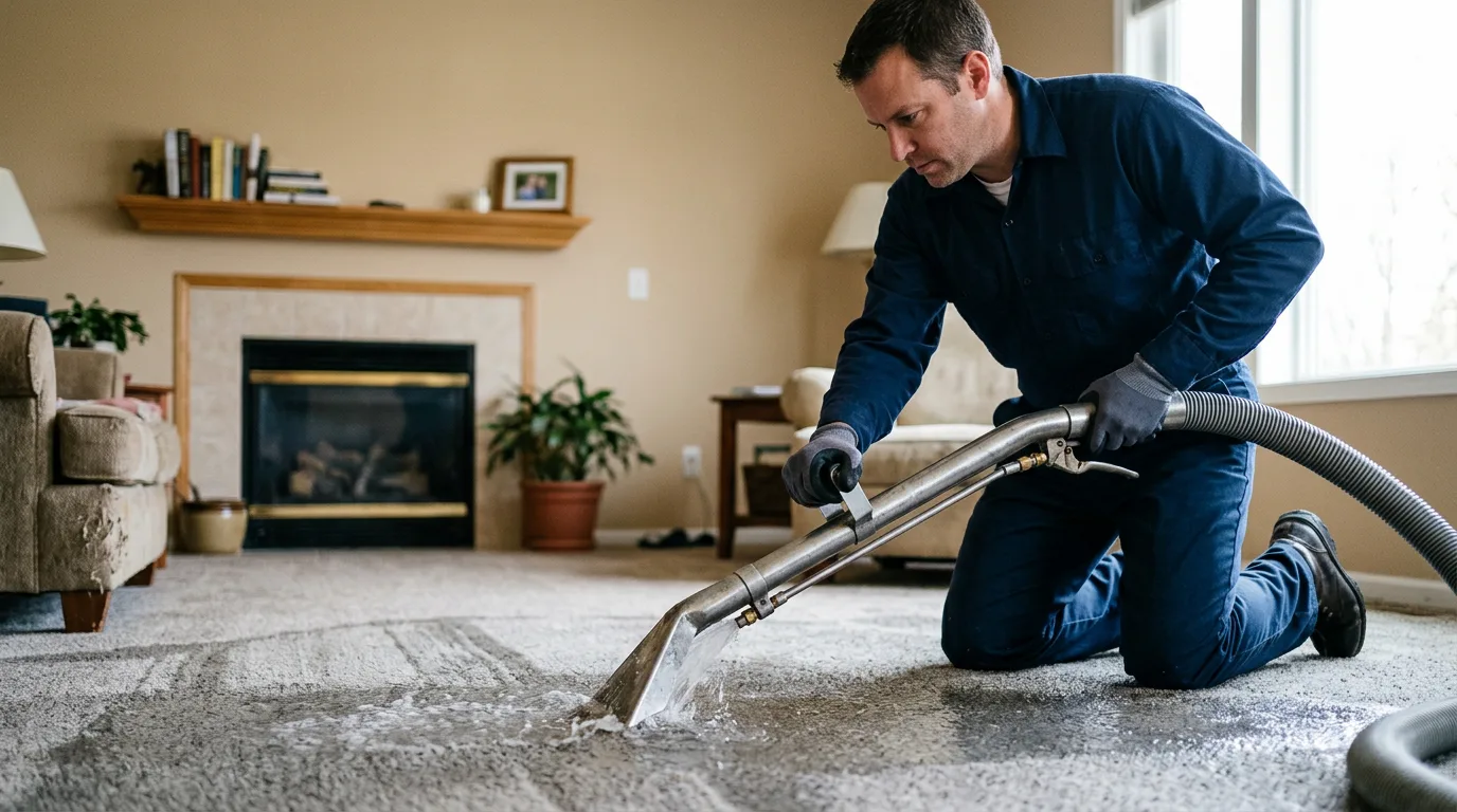 Water damage restoration technician working near Hudgins, VA